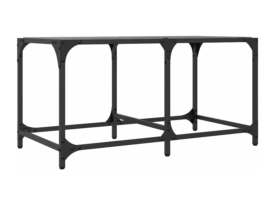 Table basse avec dessus en verre noir 78,5x40x40 cm acier