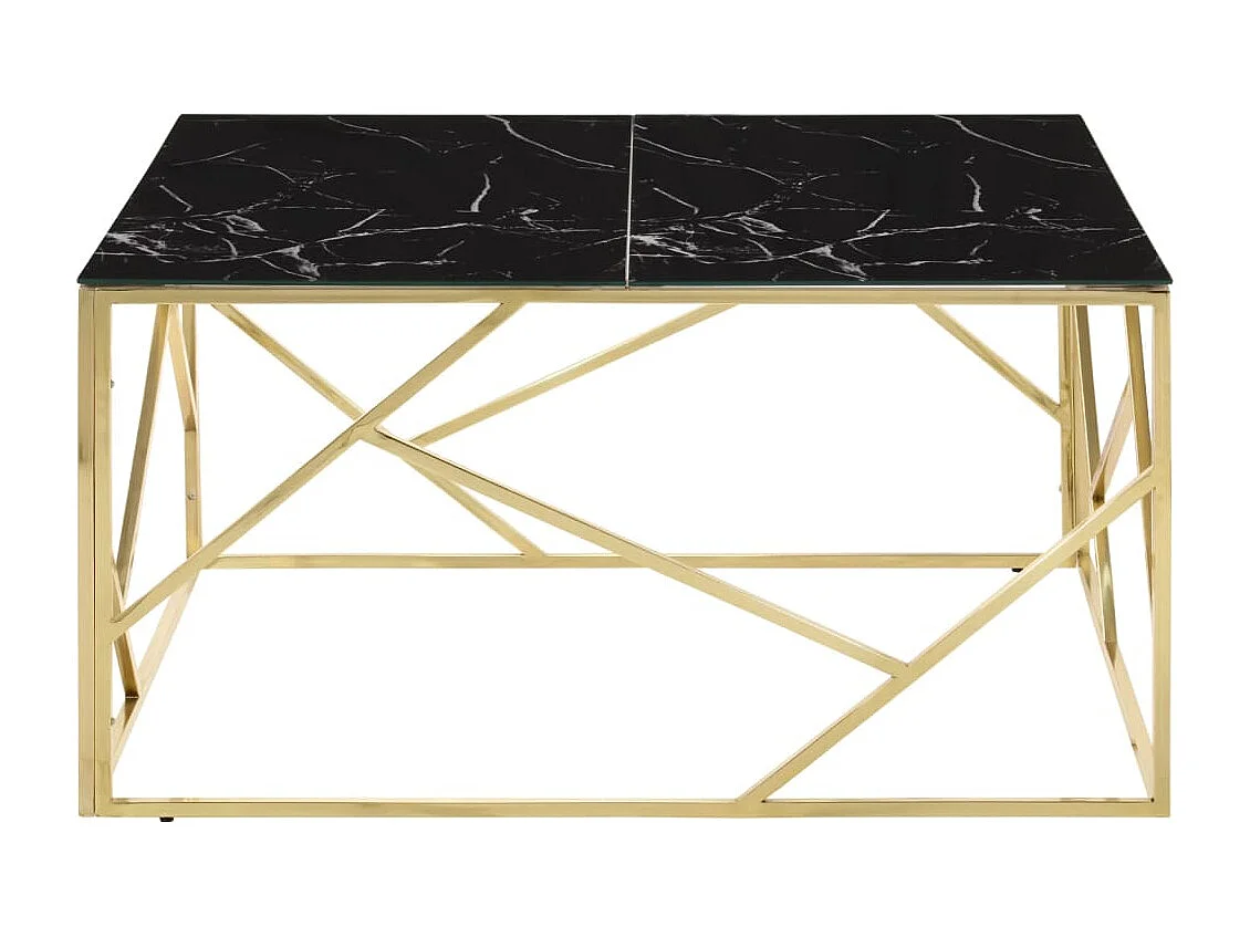 Mesa de centro dorada acero inoxidable y vidrio templado