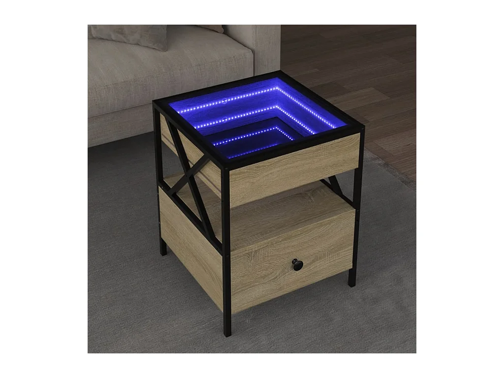 Table basse avec LED Infinity chêne sonoma 40x40x51 cm