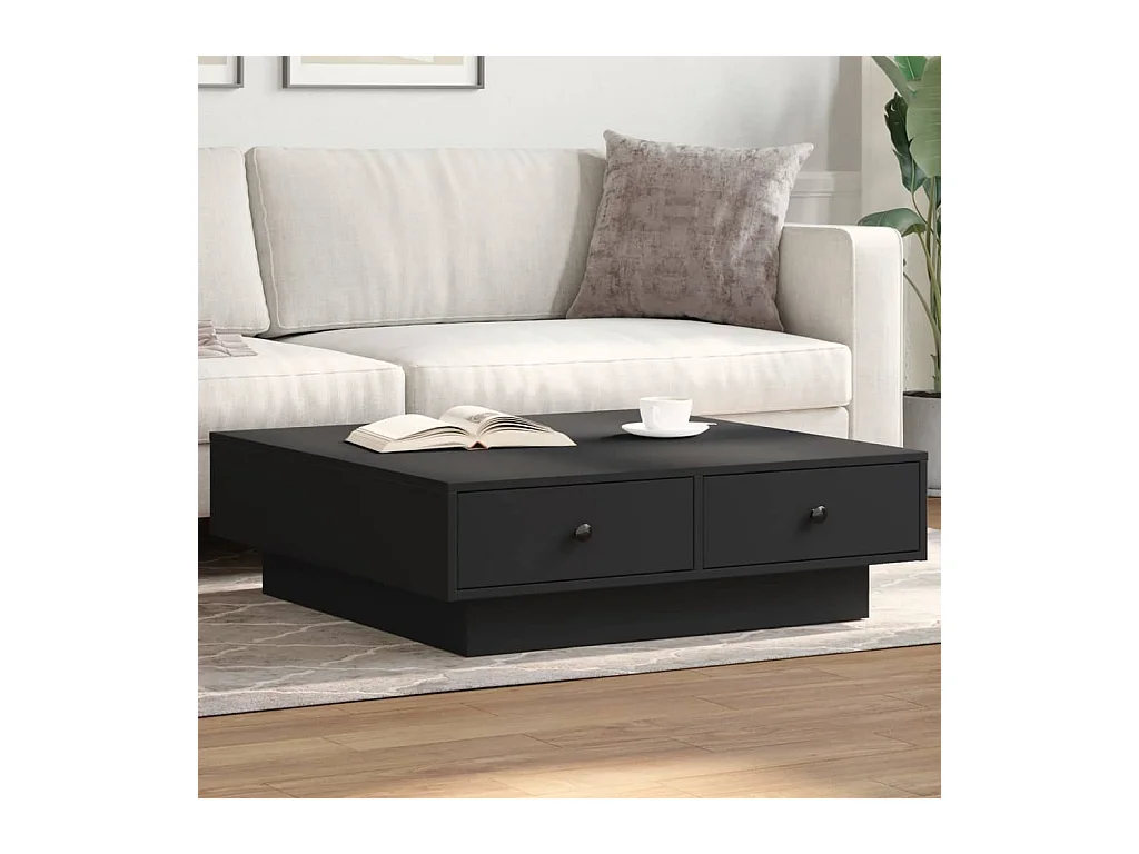 Table basse Noir 90x90x28 cm Aggloméré