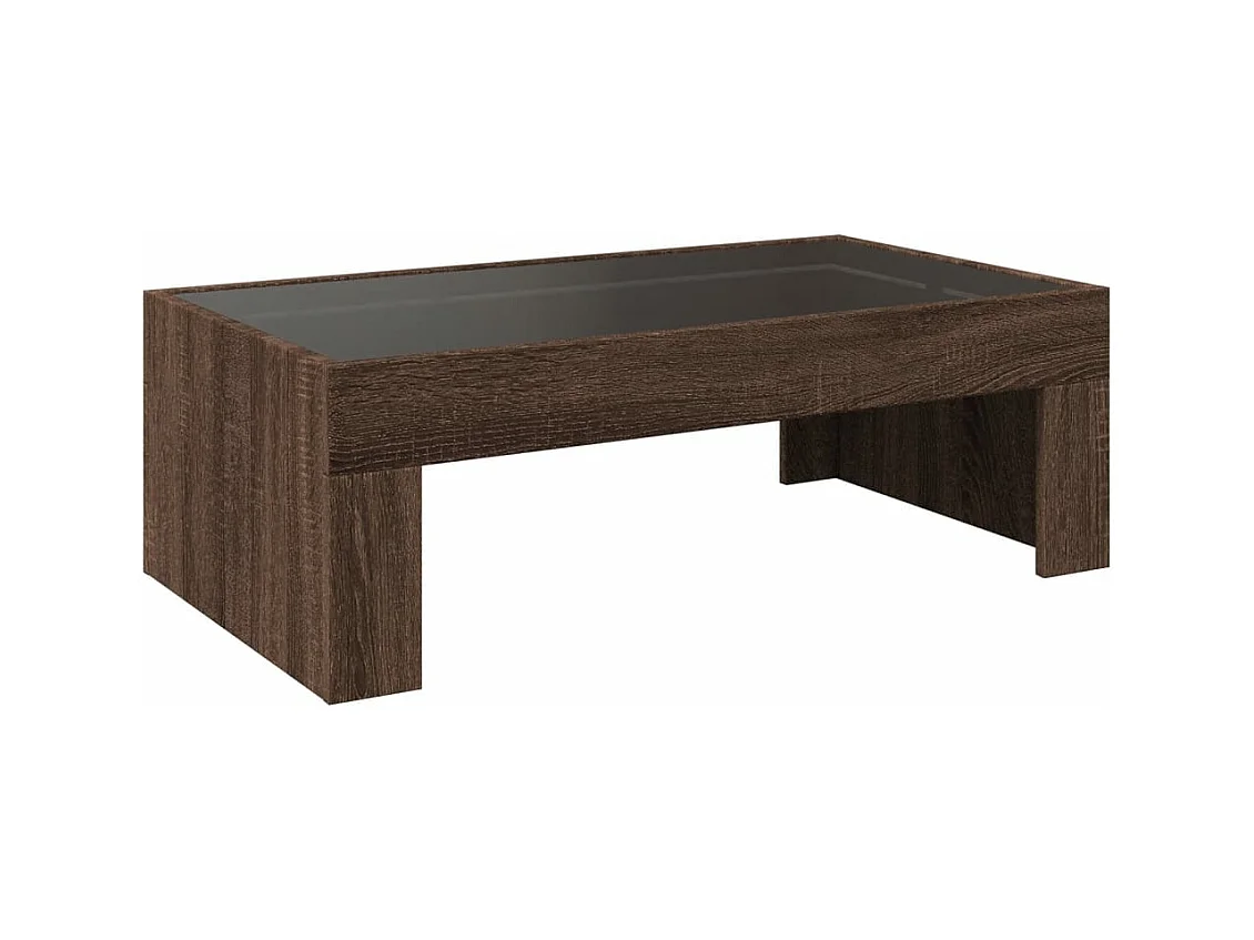 Table basse avec LED infini chêne marron 90x50x30 cm