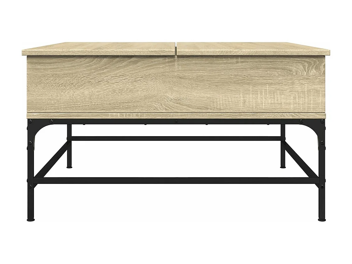 Mesa de centro madera ingeniería metal roble Sonoma 80x80x45 cm