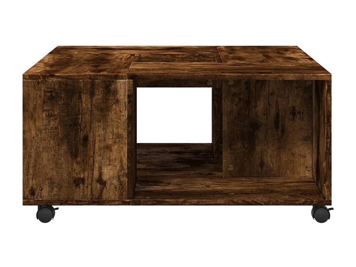 Salontafel 80x80x40 cm bewerkt hout gerookt eikenkleurig