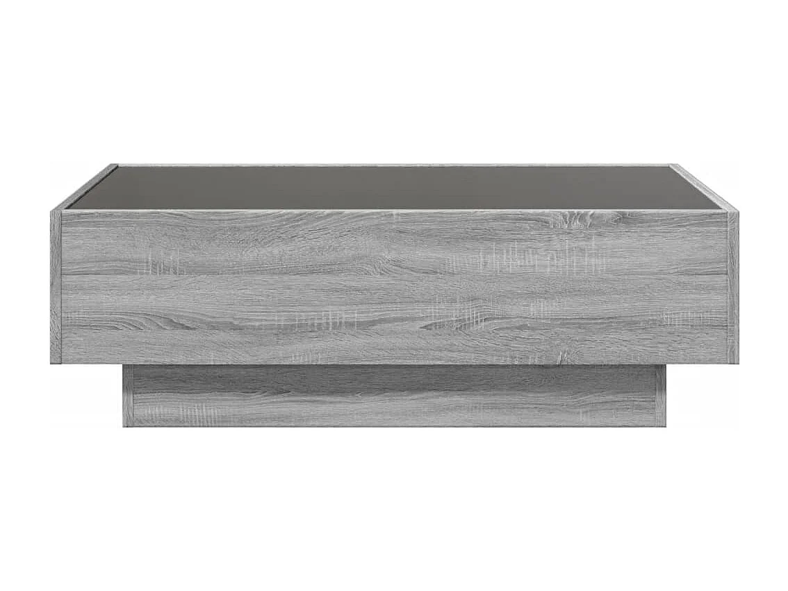 Salontafel met LED 90x50x30 cm bewerkt hout grijs sonoma eiken