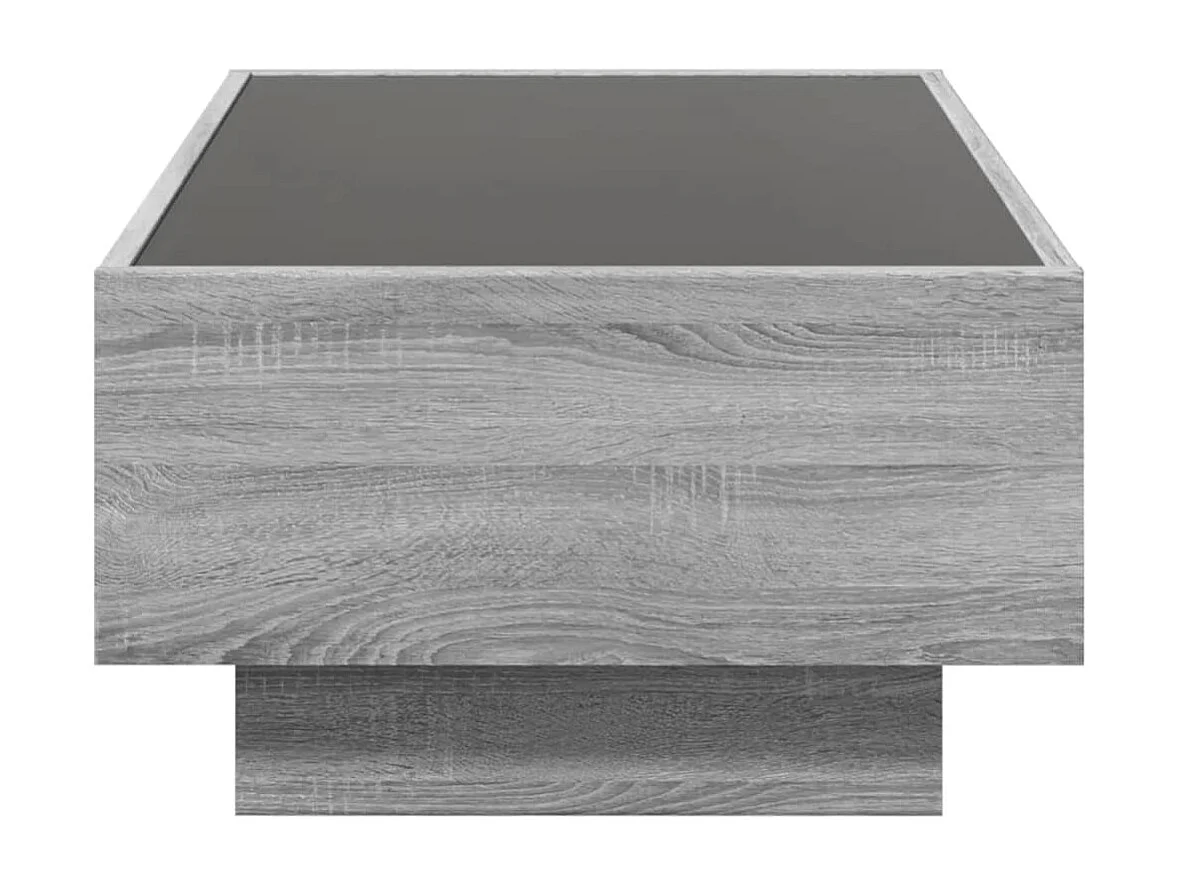 Salontafel met LED 90x50x30 cm bewerkt hout grijs sonoma eiken