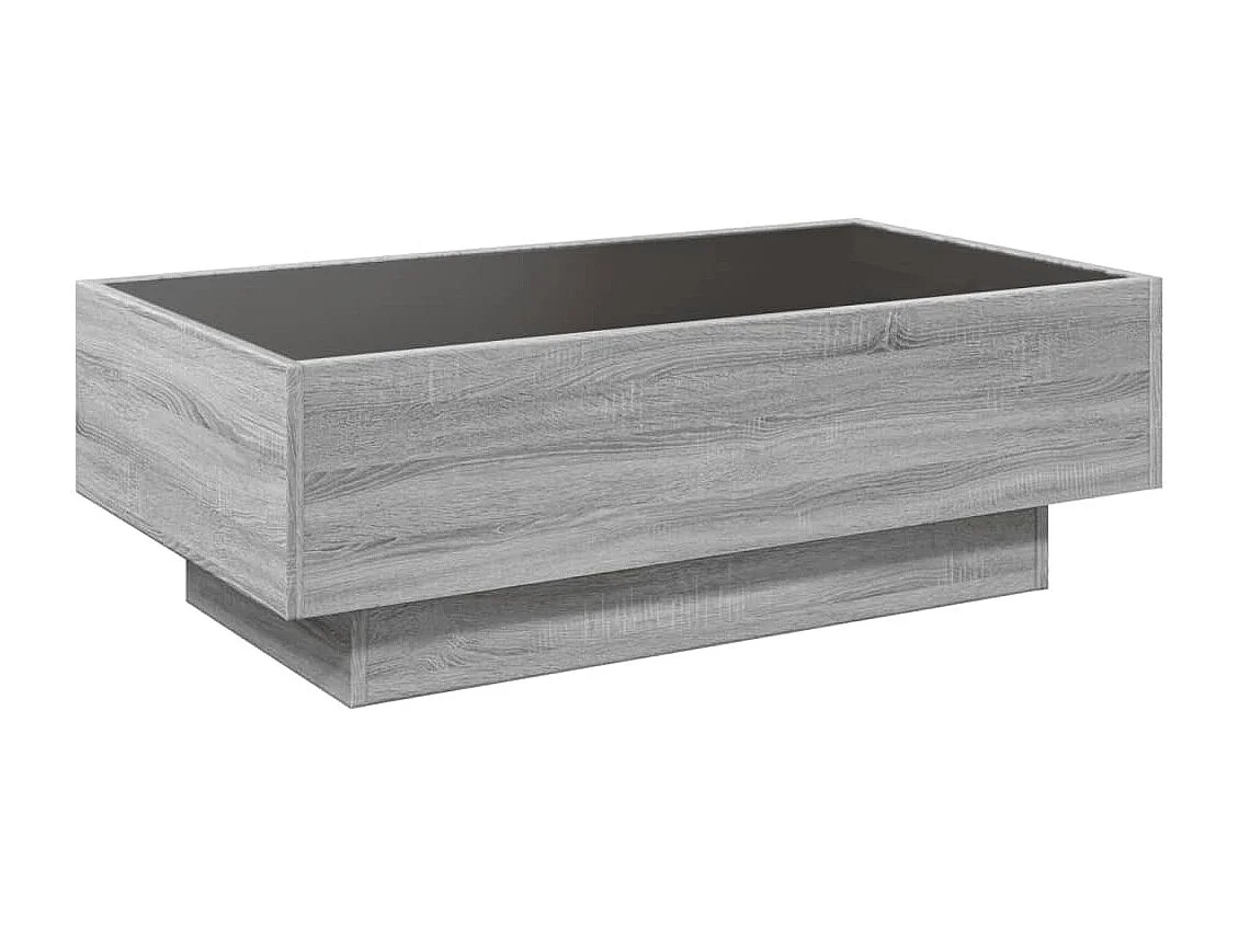 Salontafel met LED 90x50x30 cm bewerkt hout grijs sonoma eiken