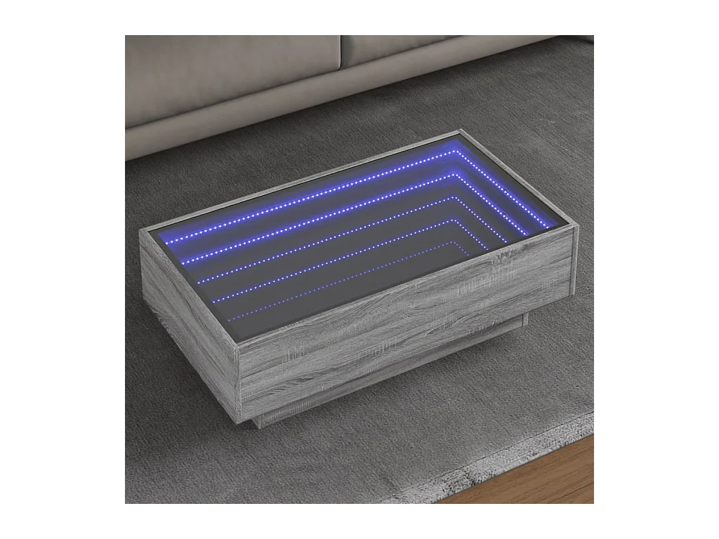 Table basse avec LED sonoma gris 90x50x30 cm bois d'ingénierie