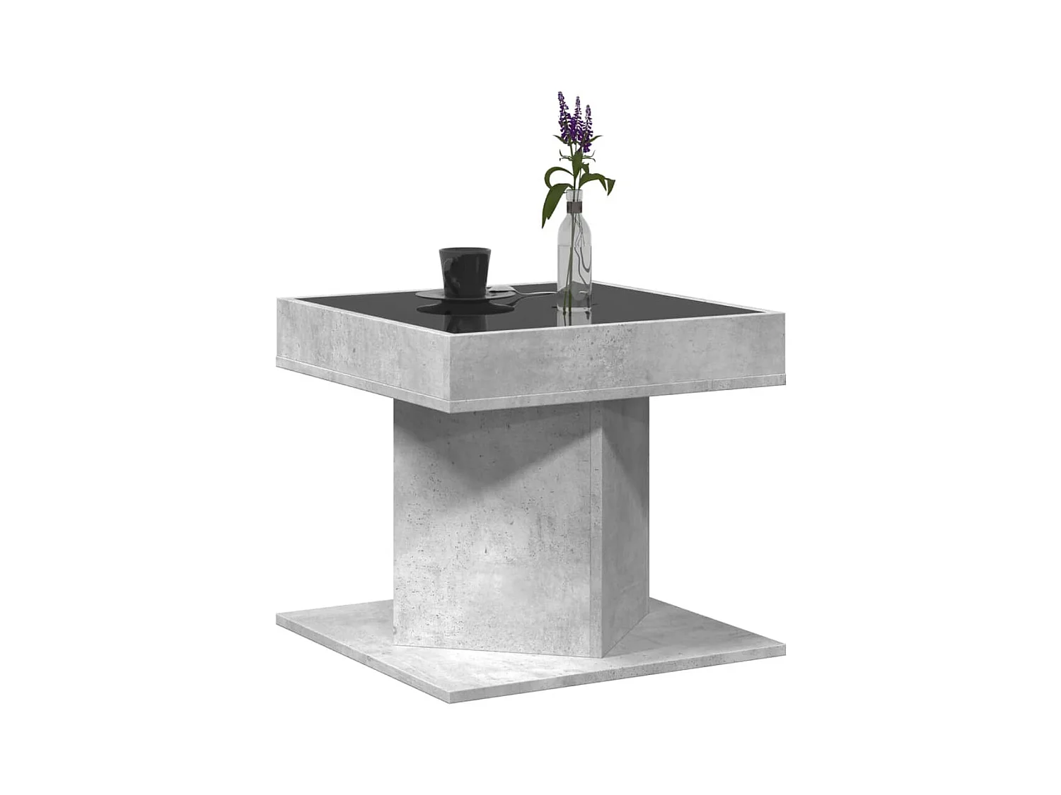 Table basse avec LED gris béton 50x50x45 cm bois d'ingénierie