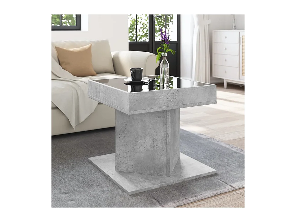 Table basse avec LED gris béton 50x50x45 cm bois d'ingénierie