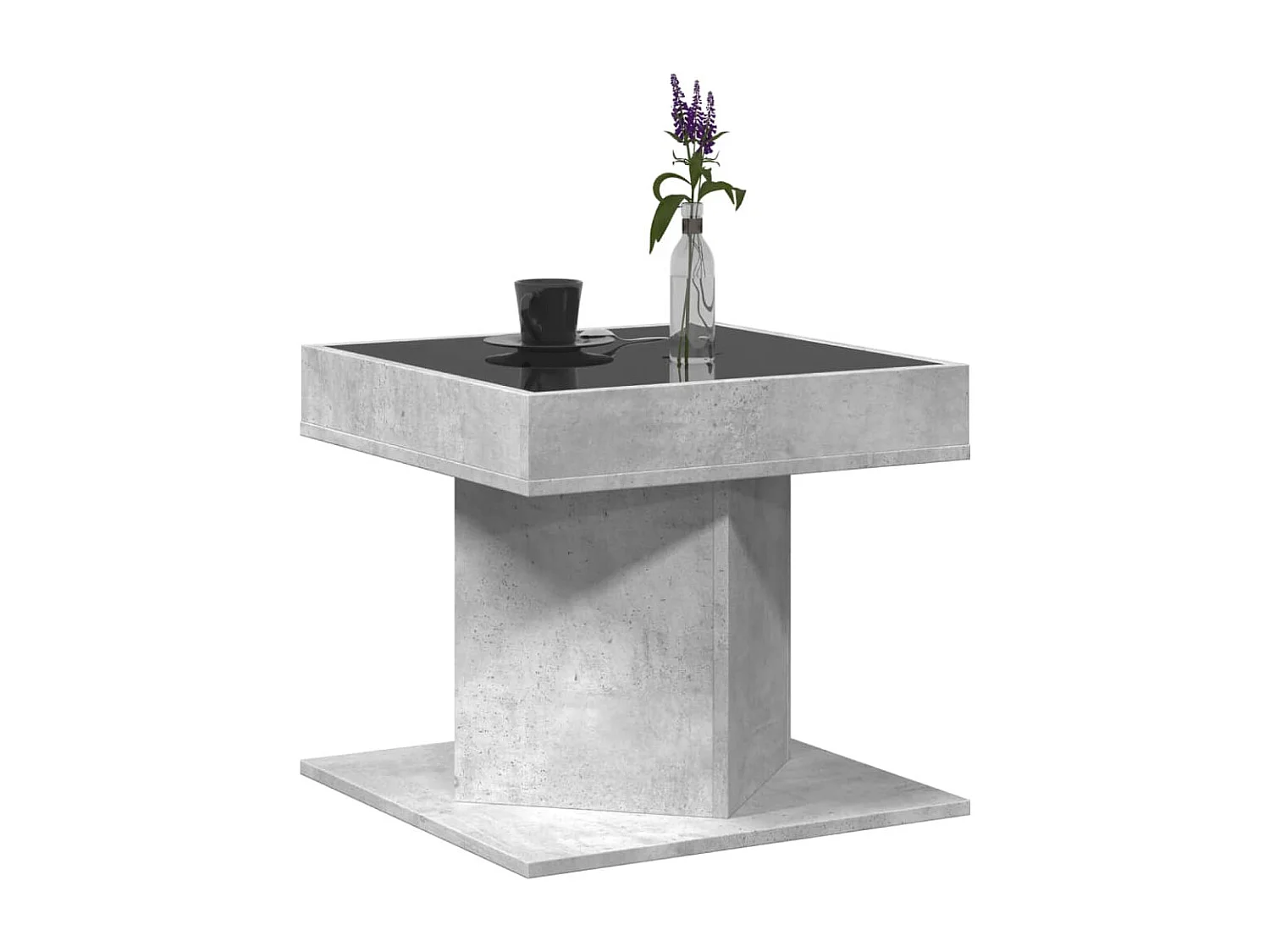 Table basse avec LED gris béton 50x50x45 cm bois d'ingénierie