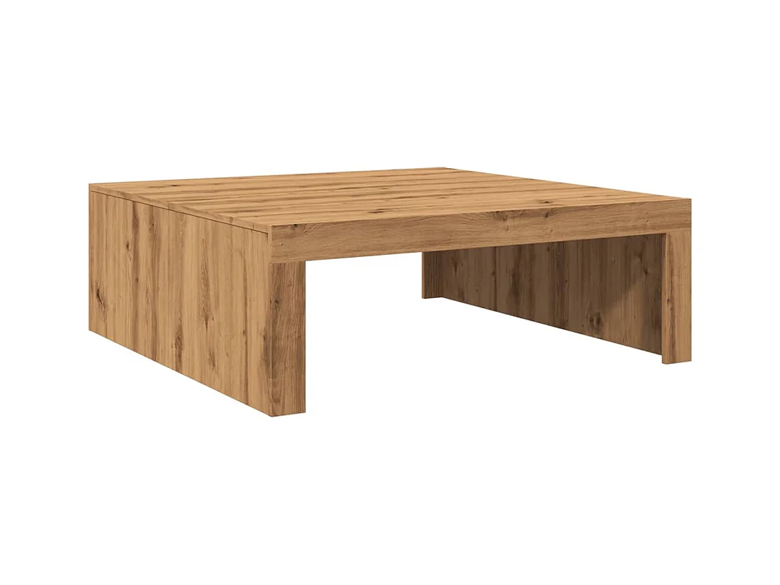 Table basse chêne artisanal 100x100x35 cm bois d'ingénierie