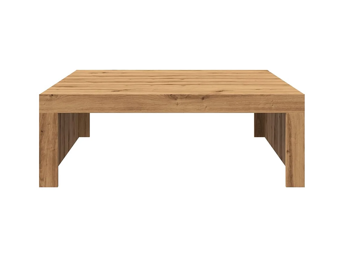 Table basse chêne artisanal 100x100x35 cm bois d'ingénierie
