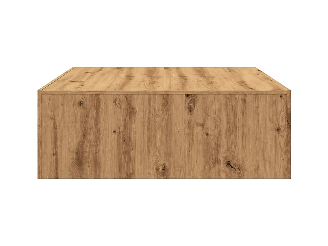 Table basse chêne artisanal 100x100x35 cm bois d'ingénierie