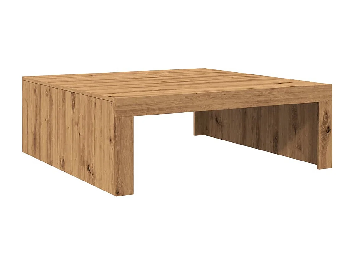 Table basse chêne artisanal 100x100x35 cm bois d'ingénierie