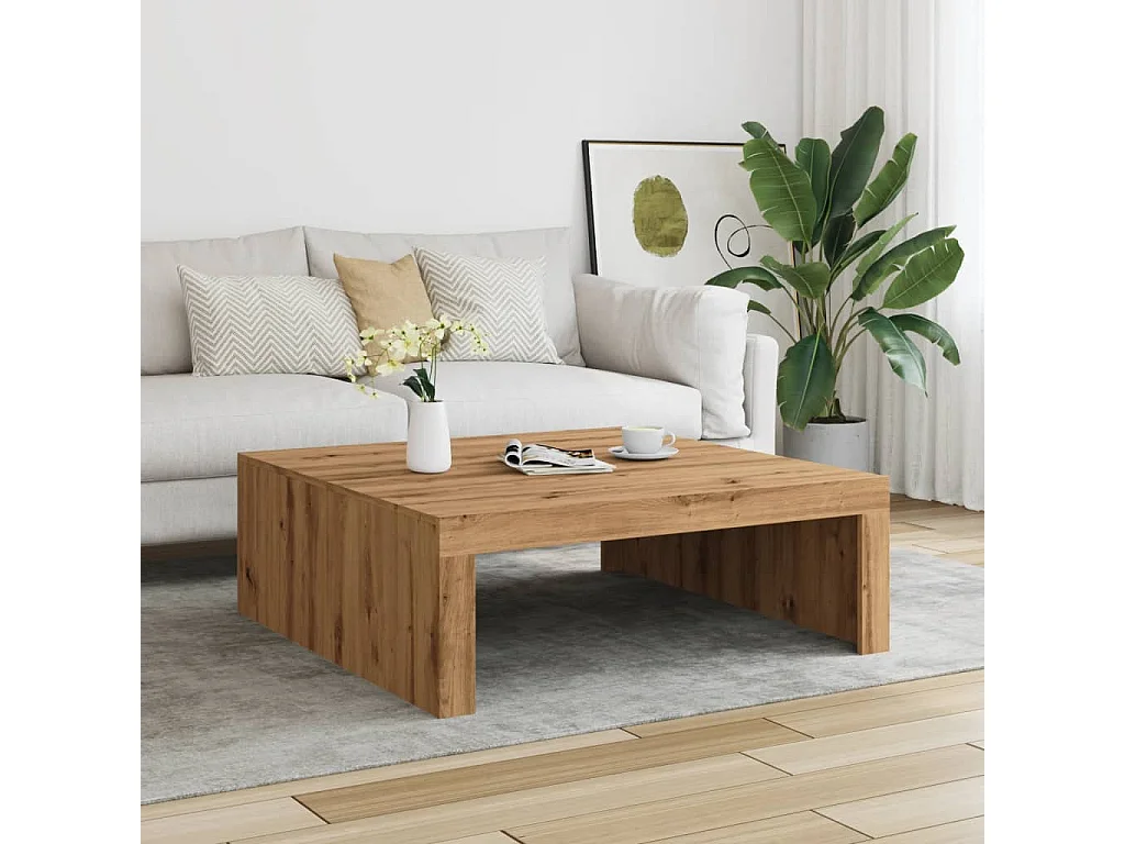 Mesa de centro madera de ingeniería roble artisan 100x100x35 cm