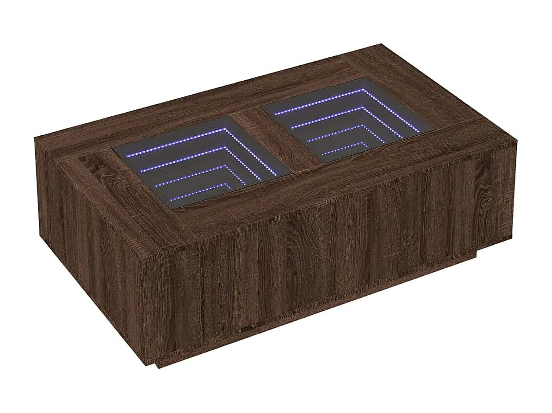 Table basse avec LED infini chêne marron 116x69x40 cm