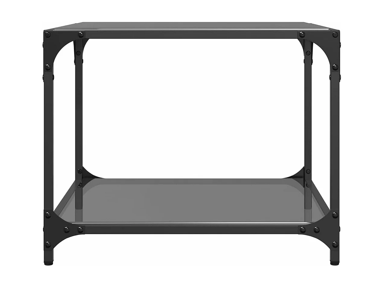 Salontafel met zwart glazen blad 50x50x40 cm staal