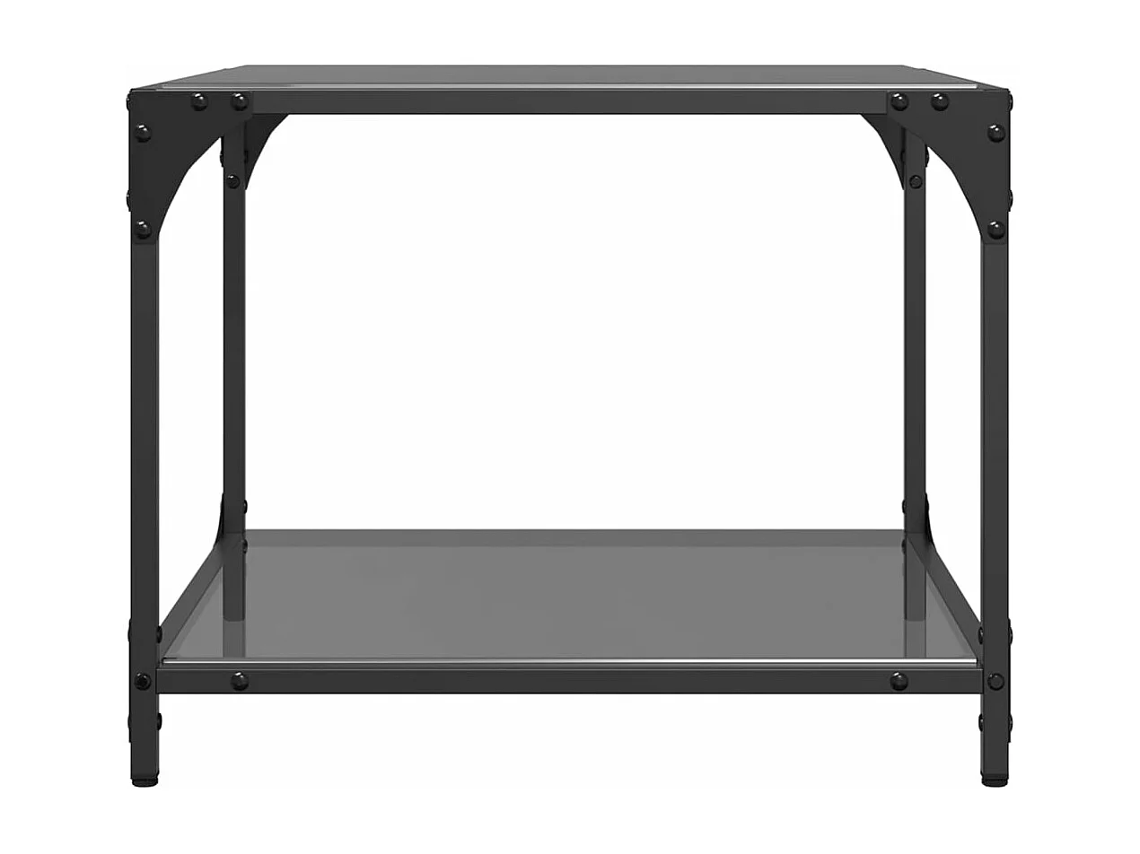 Mesa de centro com topo em vidro preto 50x50x40 cm aço