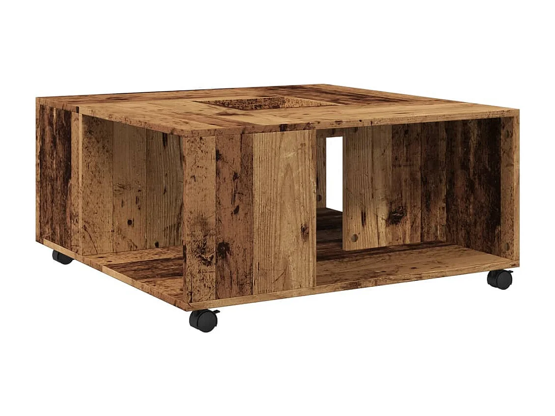 Mesa de centro madera ingeniería color envejecido 80x80x40 cm