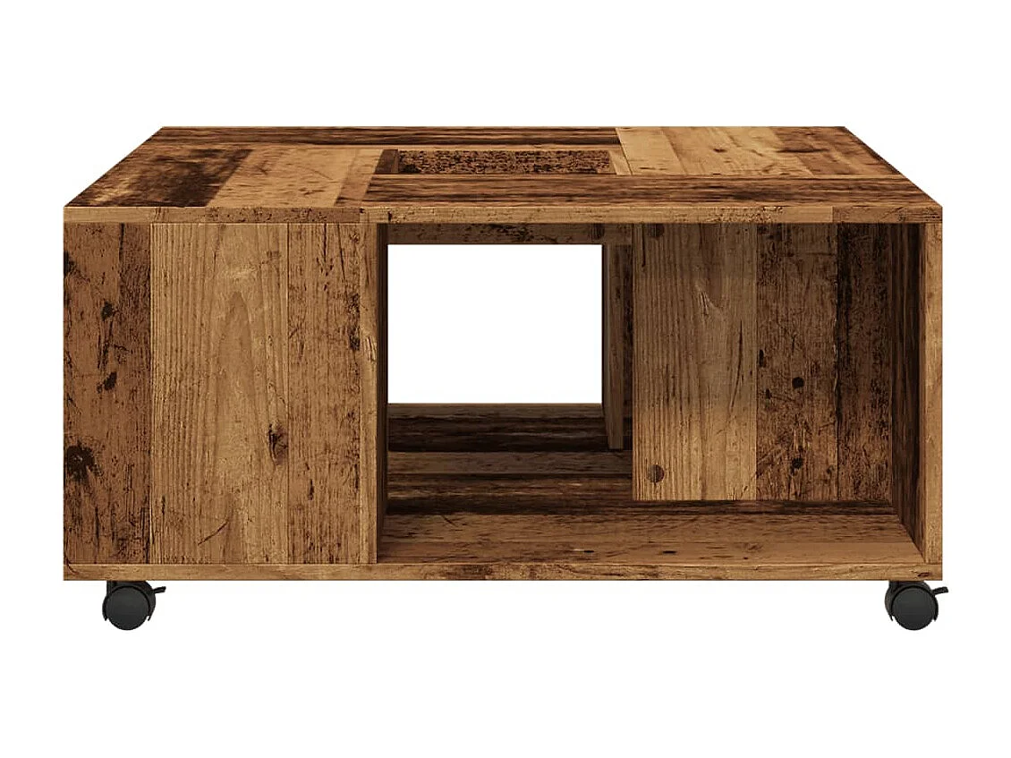Mesa de centro madera ingeniería color envejecido 80x80x40 cm