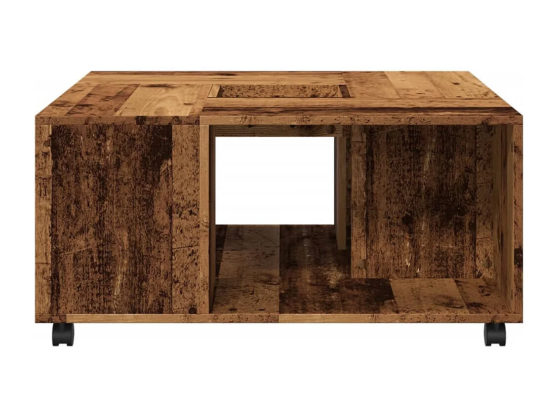 Mesa de centro madera ingeniería color envejecido 80x80x40 cm