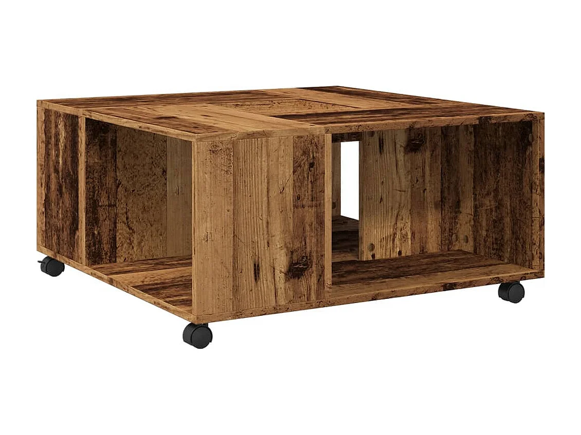 Mesa de centro madera ingeniería color envejecido 80x80x40 cm