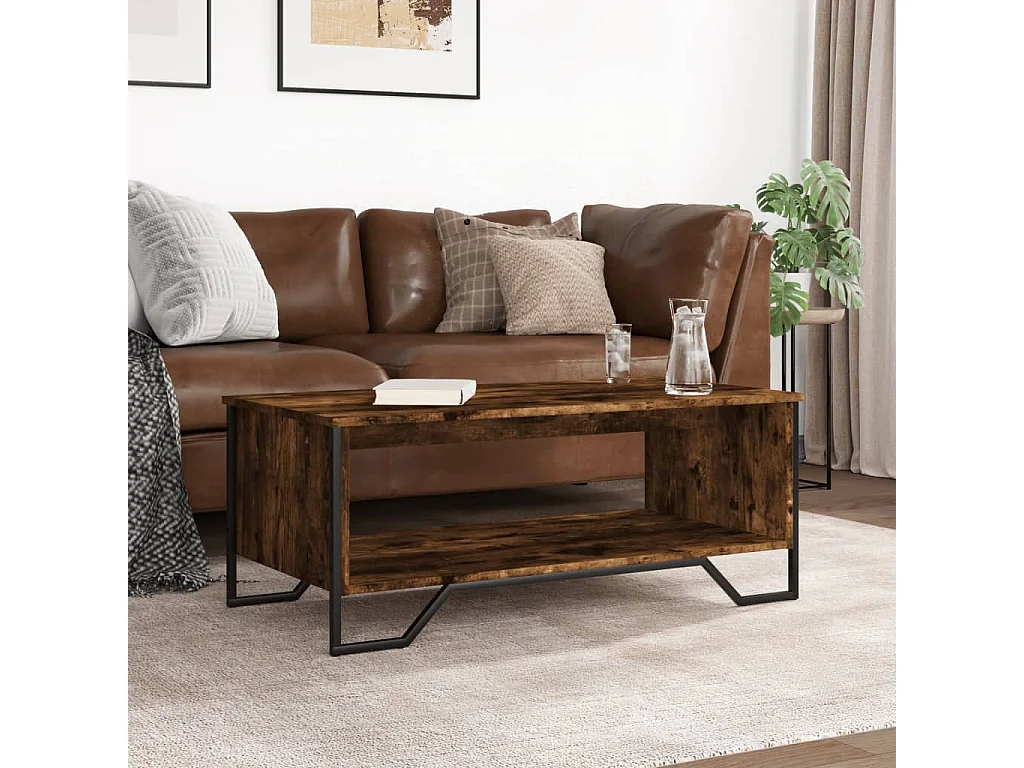 Mesa de centro madera de ingeniería roble ahumado 100x51x40 cm