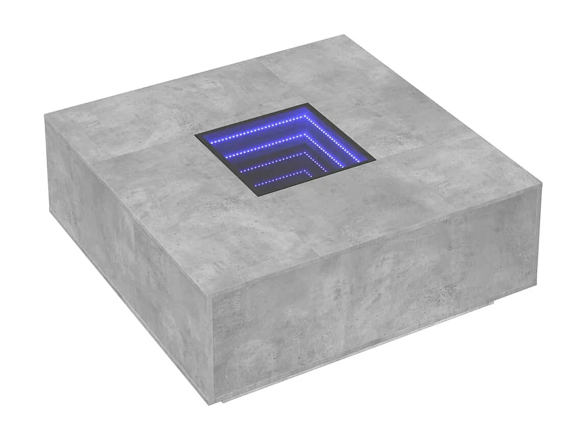 Mesa de centro con Infinity LED gris hormigón 100x100x40 cm