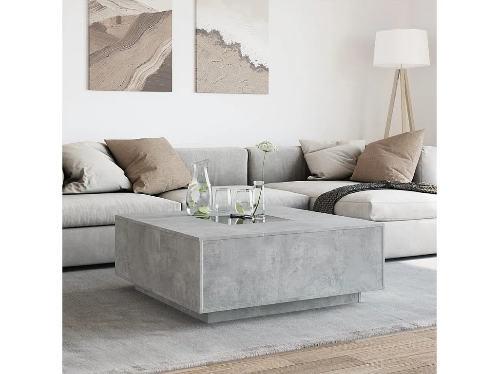 Mesa de centro con Infinity LED gris hormigón 100x100x40 cm