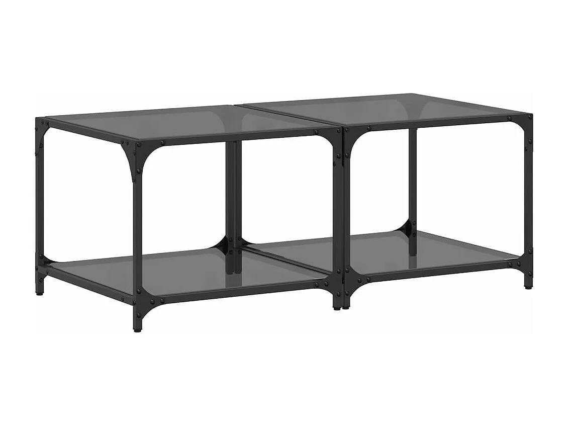 Tables basses avec dessus en verre noir 2 pièces 50x50x40 cm acier
