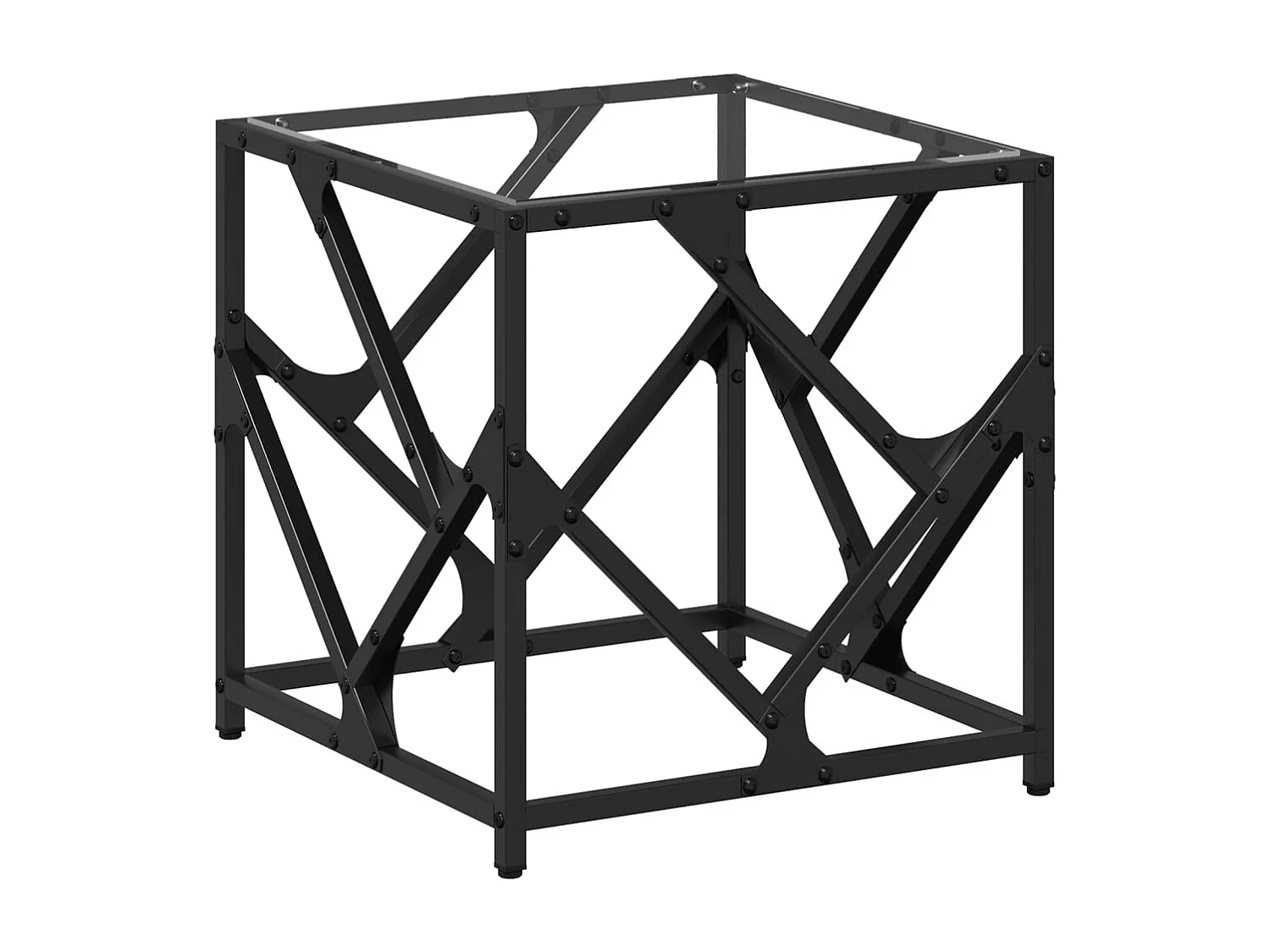 Table basse avec dessus en verre transparent 40x40x41 cm acier