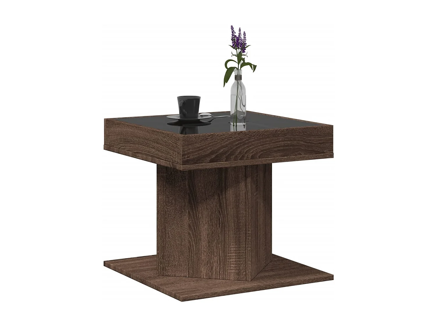 Table basse avec LED chêne marron 50x50x45 cm bois d'ingénierie