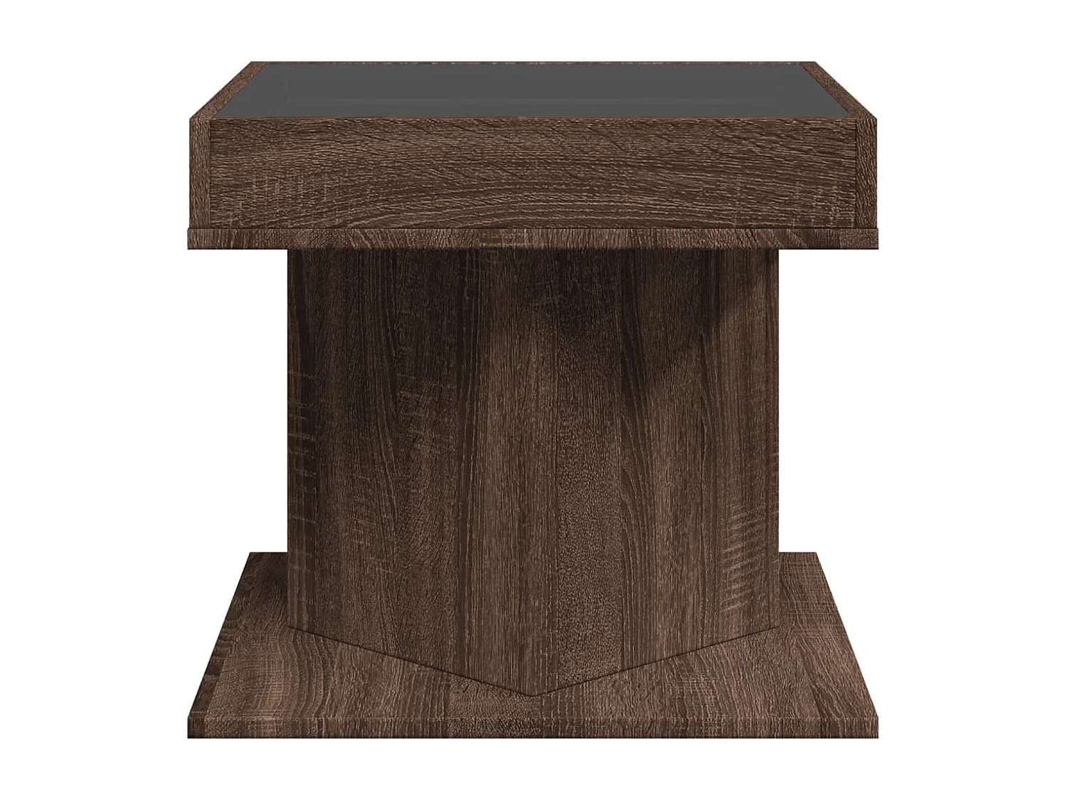 Salontafel met LED 50x50x45 cm bewerkt hout bruin eikenkleurig