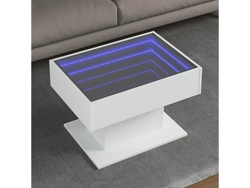 Mesa de centro c/ LEDs 70x50x45 cm derivados de madeira branco