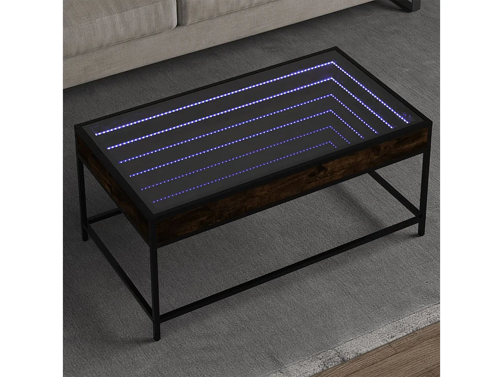 Mesa de centro luzes LED Infinity 90x50x41 cm carvalho fumado