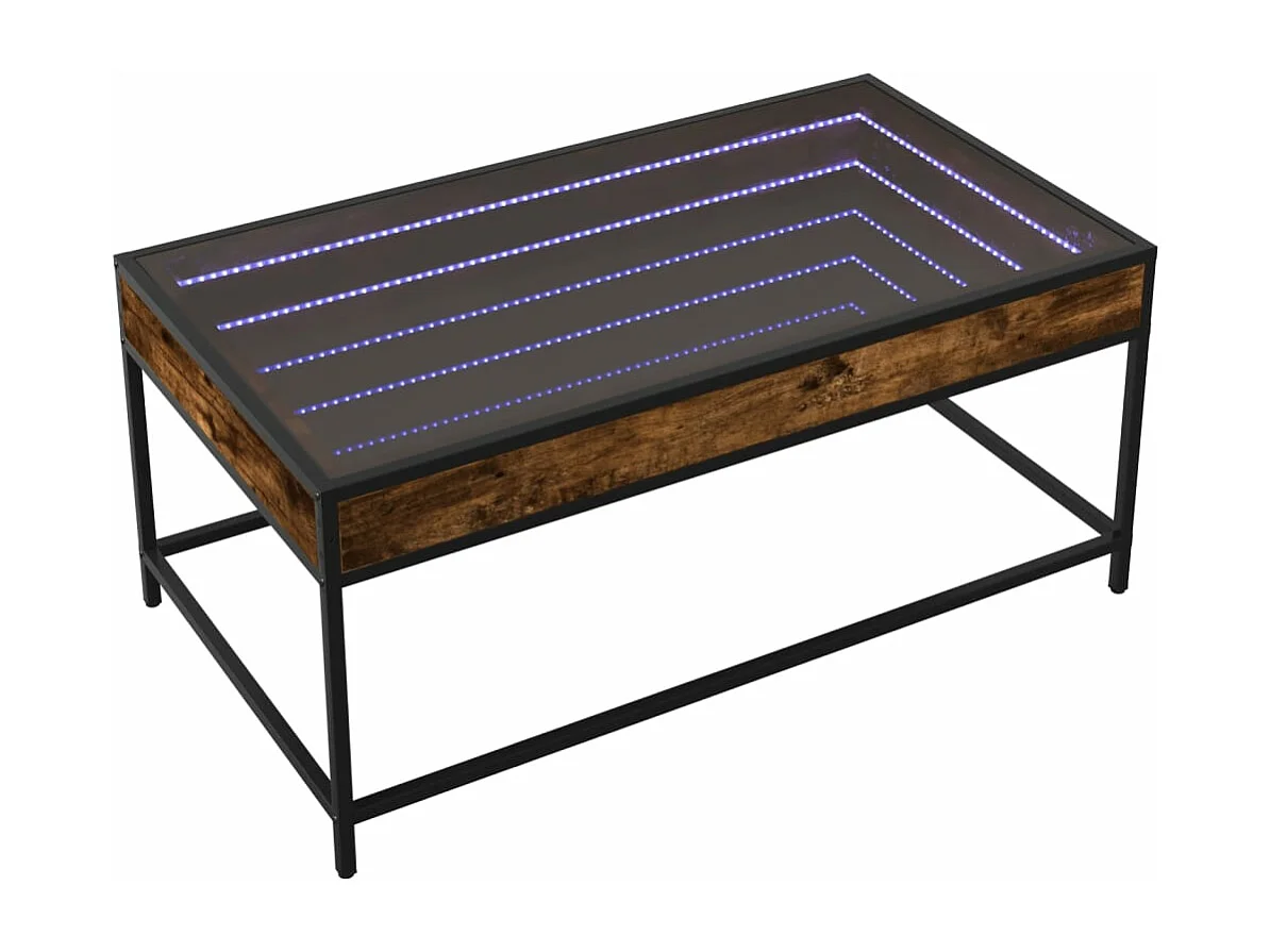 Mesa de centro luzes LED Infinity 90x50x41 cm carvalho fumado