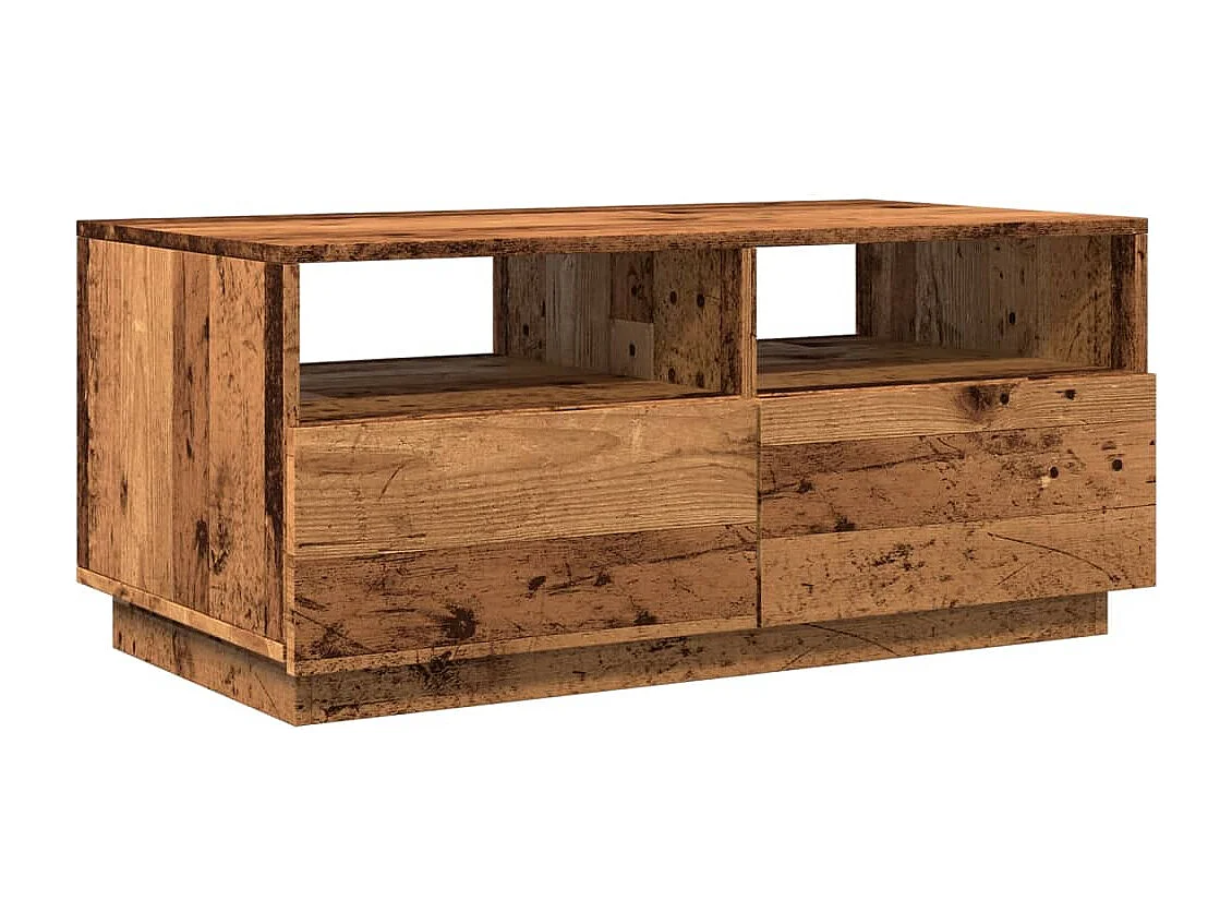 Table basse avec lumières LED vieux bois 90x49x40 cm