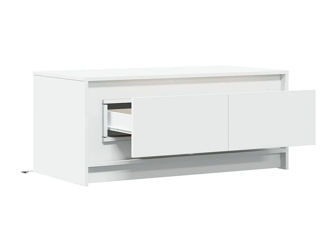 Table basse avec lumières LED blanc bois d'ingénierie