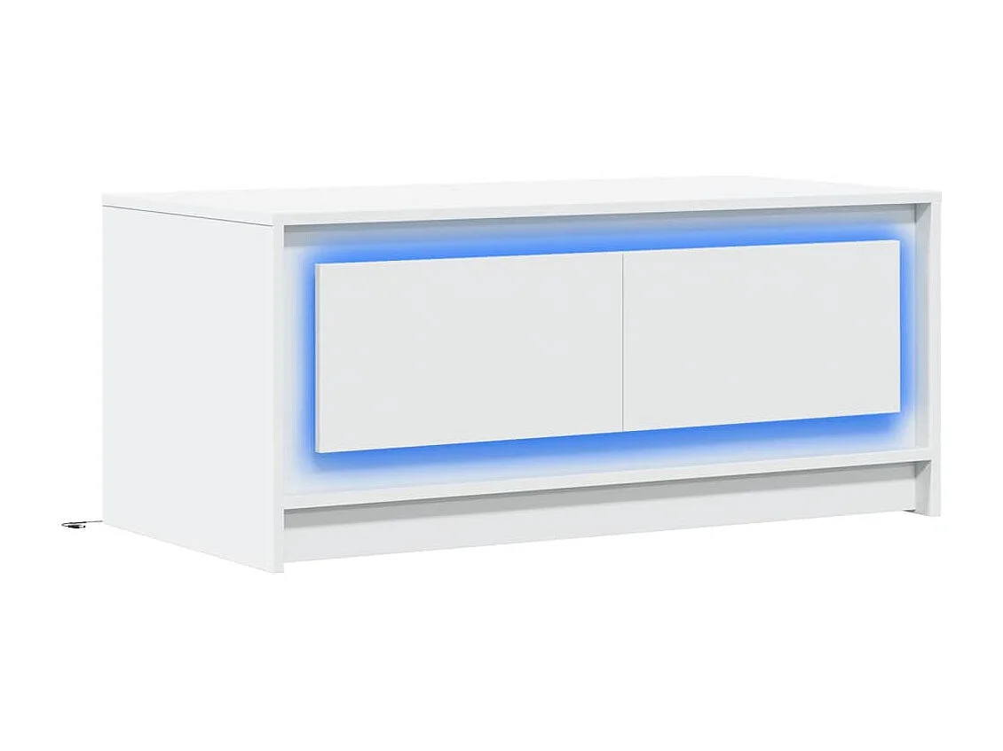 Table basse avec lumières LED blanc bois d'ingénierie