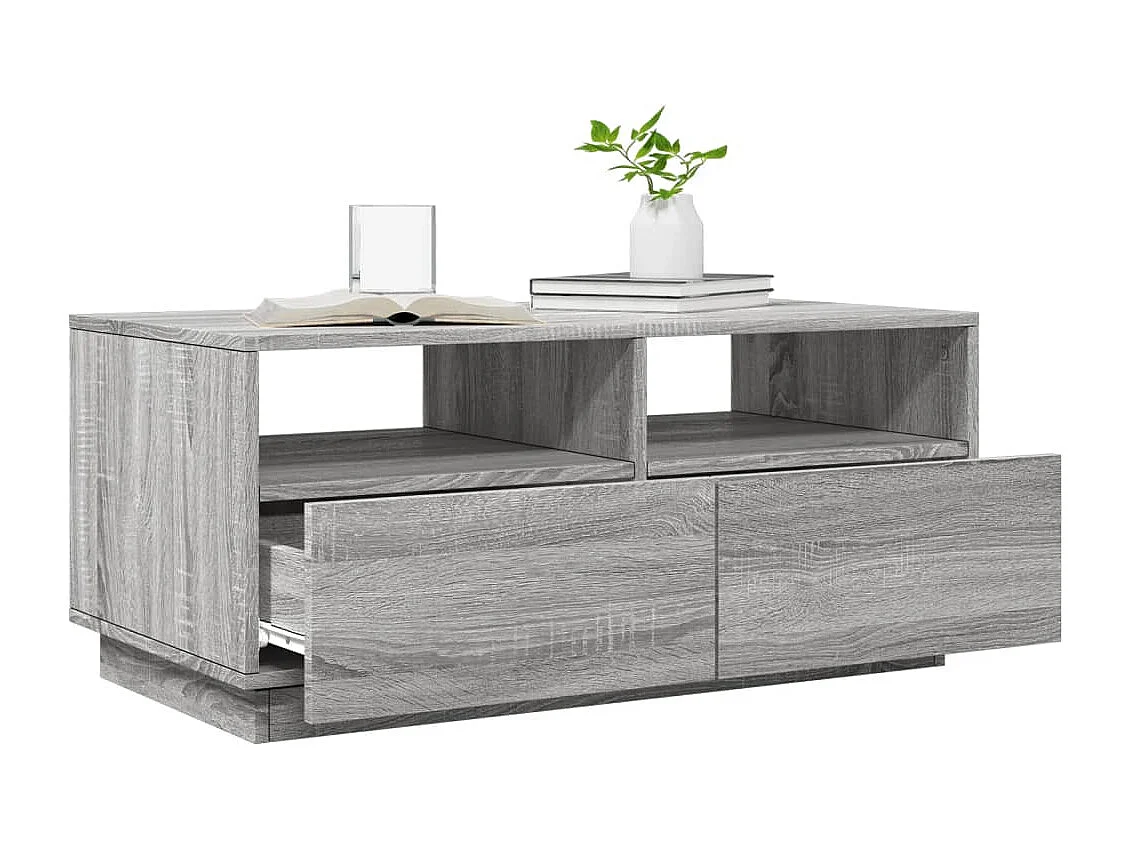 Table basse avec lumières LED sonoma gris 90x49x40 cm