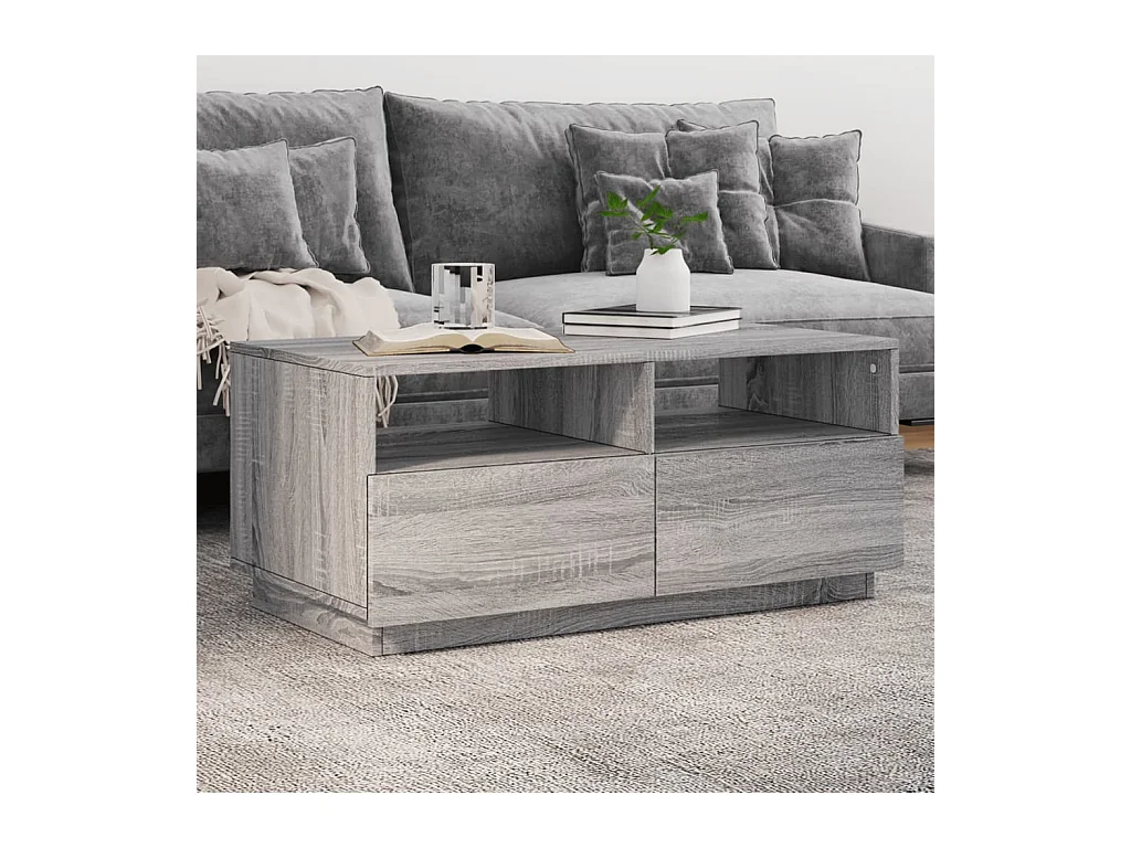 Table basse avec lumières LED sonoma gris 90x49x40 cm