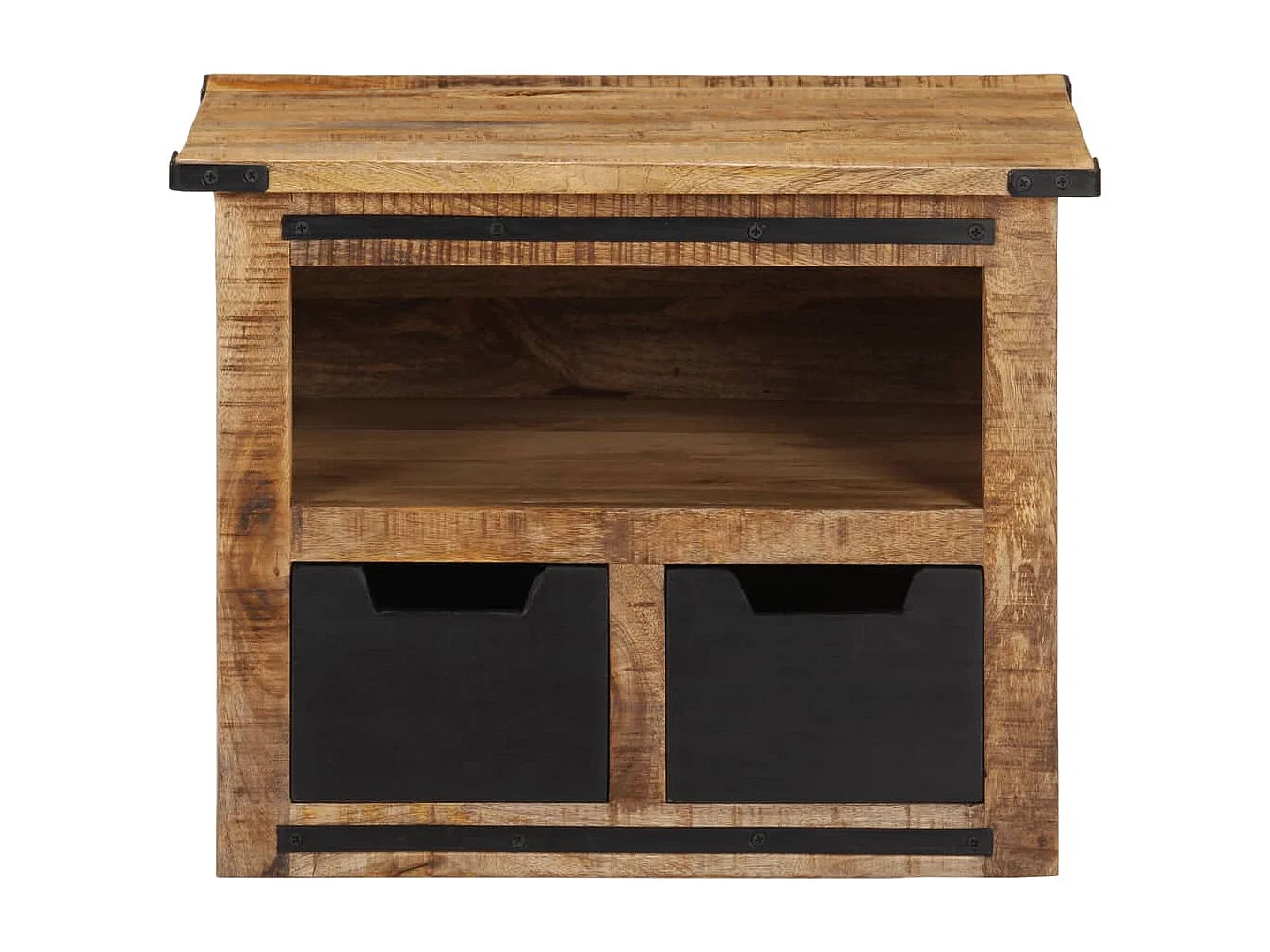 Mesa de centro con cajones madera maciza de mango 50x50x40 cm