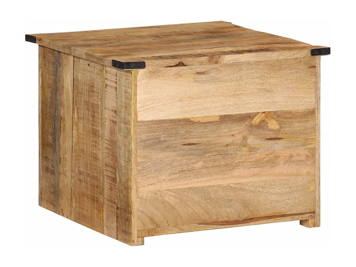Mesa de centro con cajones madera maciza de mango 50x50x40 cm