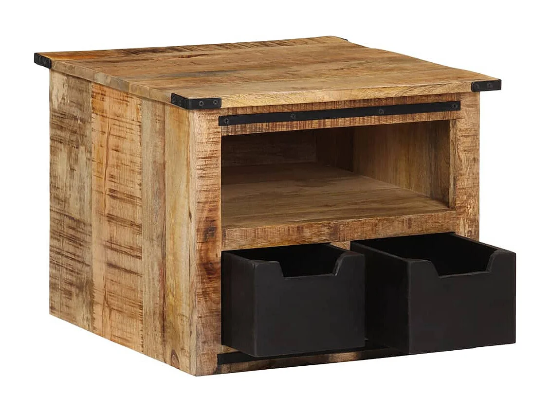 Table basse avec tiroirs 50x50x40 cm bois de manguier massif
