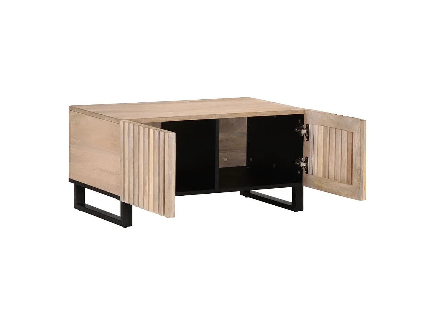 Table basse blanc 80x51x40 cm bois de manguier massif