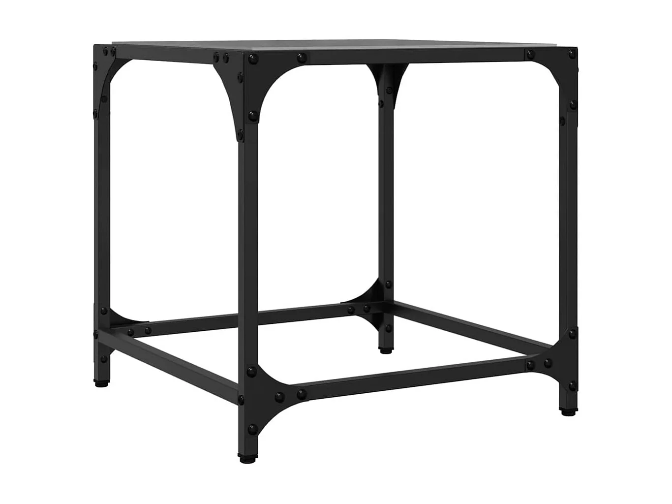 Salontafels 2 st met zwart glazen blad 40x40x40 cm staal