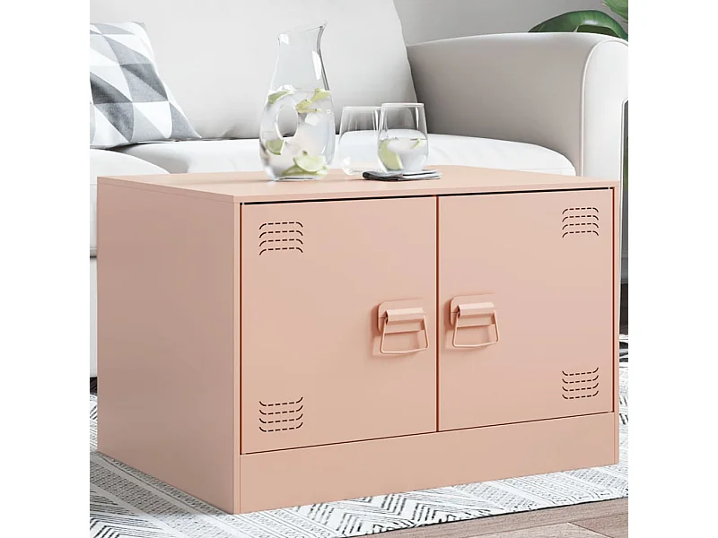 Table basse rose 67x50x44 cm acier