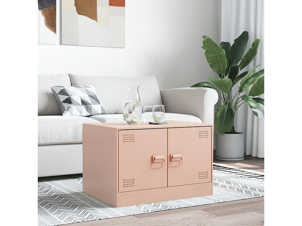 Salontafel 67x50x44 cm staal roze