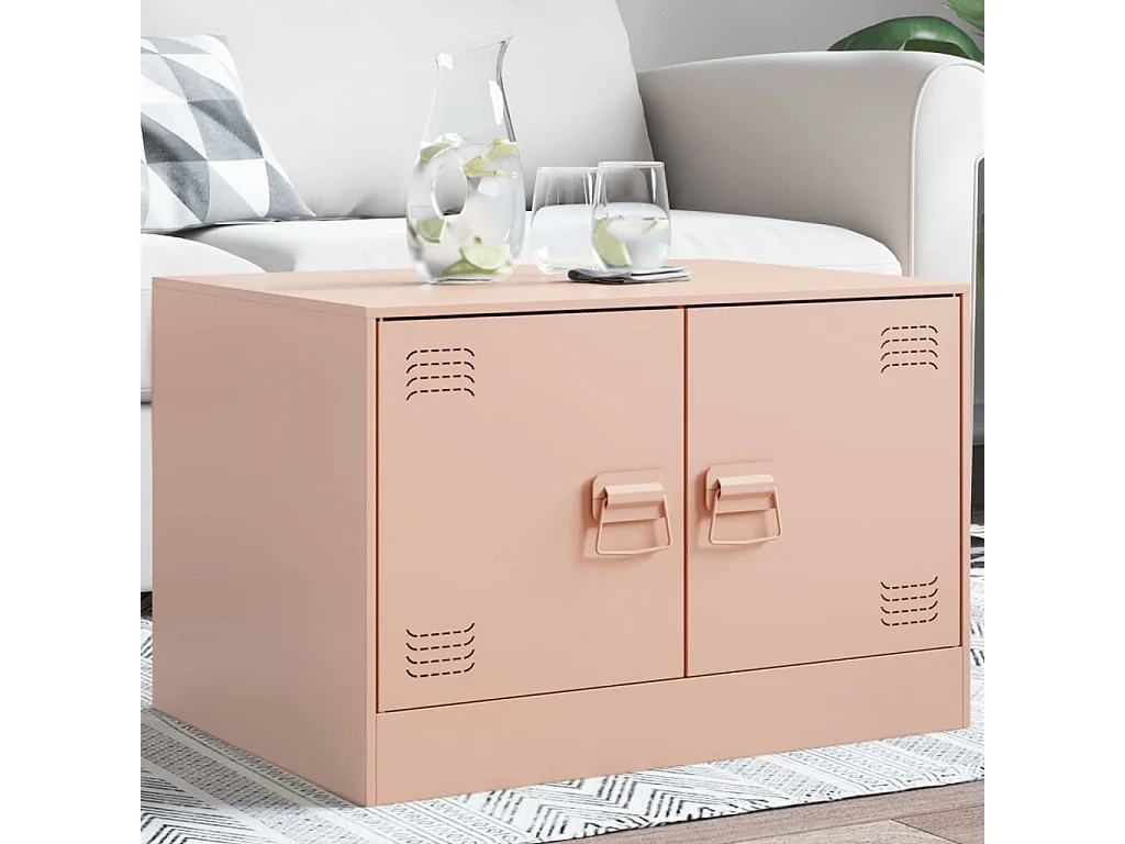 Salontafel 67x50x44 cm staal roze