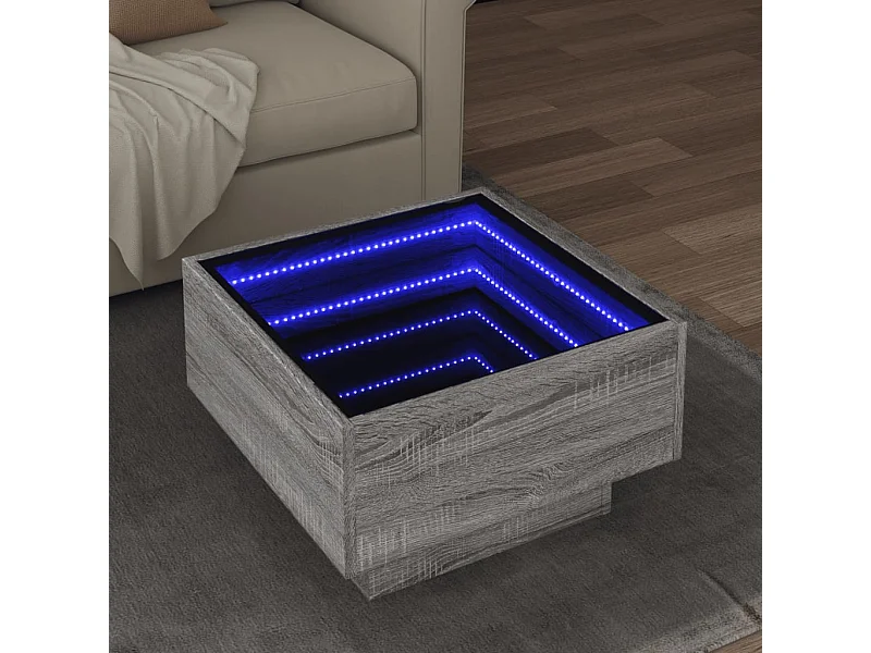 Mesa de centro c/ LEDs 50x50x30 cm derivados de madeira